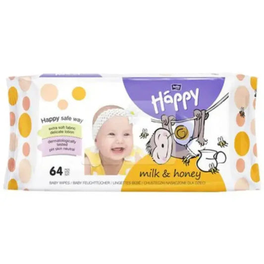 64 Lingettes Lait et Miel Happy Bella Baby - Image 1