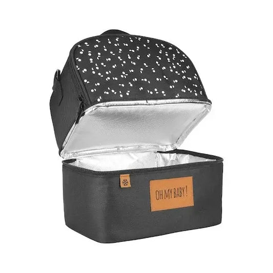 Badabulle Sac isotherme repas, 2 compartiments Gris/Blanc - Image 1