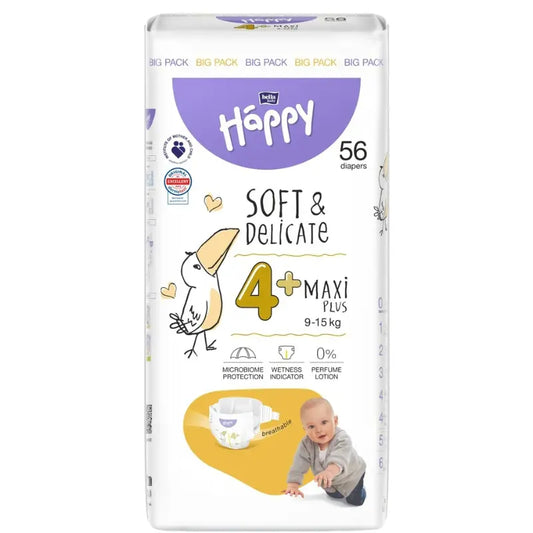 Couches Happy Taille 4+ (9-20kg) 56 unités - Image 1
