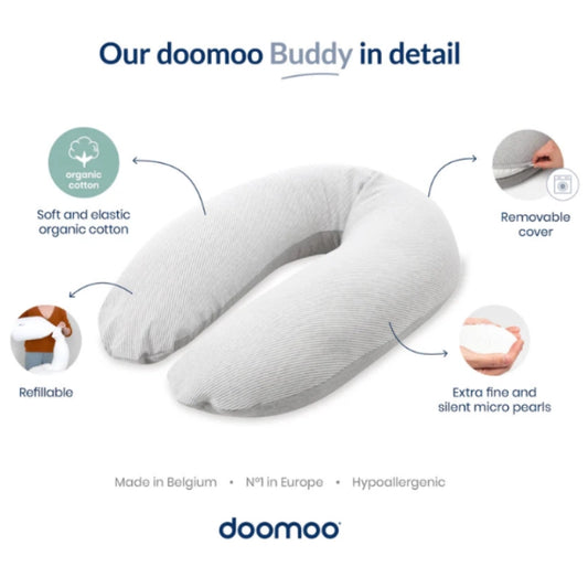 Coussin d'Allaitement et Maternité Buddy Tetra Jersey Vert - Doomoo - Image 3