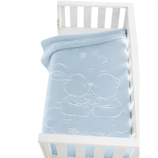 Couverture d'emmaillotage premium pour bébé 110x140 bleue - Image 1