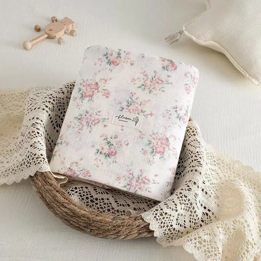 Couverture en Mousseline de Coton Bio 120cm x 130cm Fleurs - Image 1