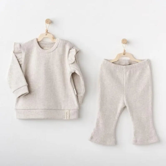 Ensemble bébé fille 2 pièces Andy Wawa Basic Ac25203 Biege - Image 1
