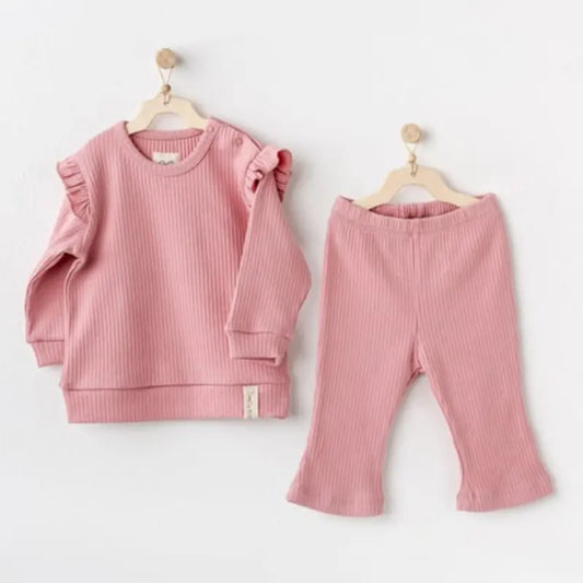 Ensemble bébé fille 2 pièces basique AC25203 Rose - Image 1