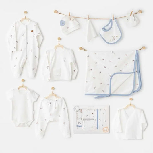 Ensemble de 10 pièces Andywawa Rainbow Baby pour la sortie de l'hôpital AC26071 Écru - Image 1