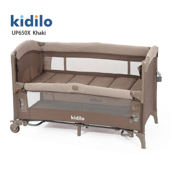 Lit Parapluie Bébé Kidilo avec Table à Langer et Mobile Musical – Gris - Image 2