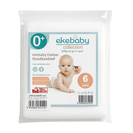 lot de 6 mouchoirs bébé en coton- Ekebaby collection - Image 1