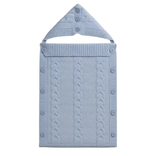 Nid d’ange bébé en laine naturelle – Bleu ciel - Image 1