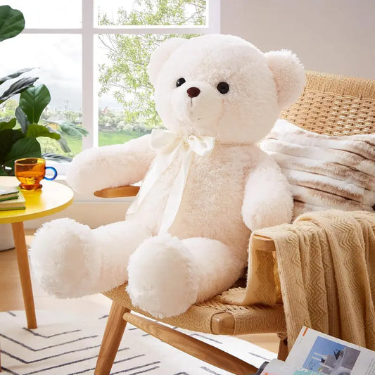 Ours en peluche géant 80 cm – Nounours doux et moelleux blanc - Image 3