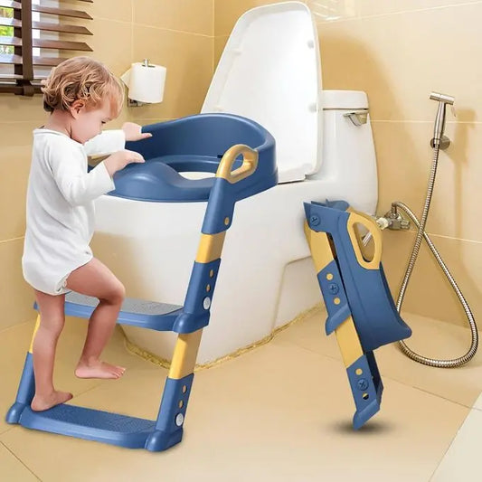 Réducteur de toilettes 2 en 1 avec marches, pot de toilette pour enfant, Bleu - Image 3