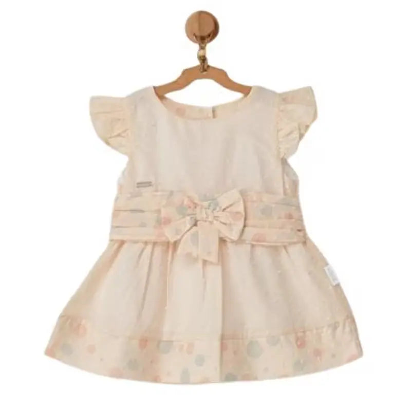 Robe AndyWawa à pompons pour bébé, couleur vanille et crème, AC22653 - Image 1