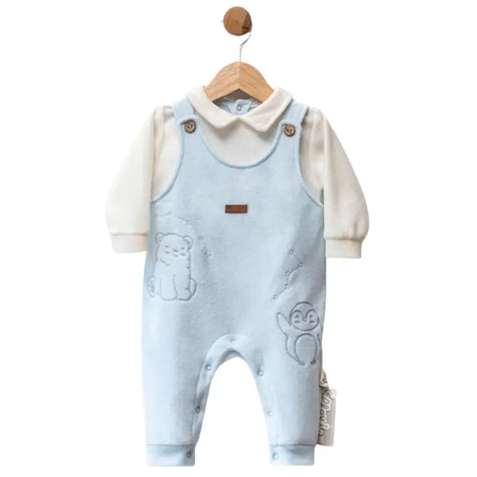 Salopette bébé en polaire avec broderies d’oursons - Image 1