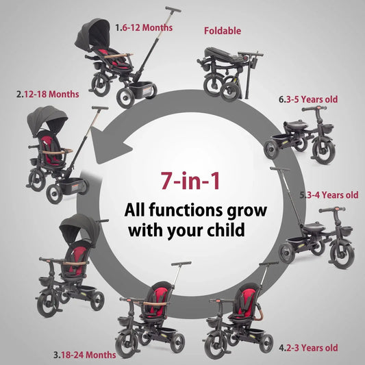 Tricycle pliable 7 en 1 pour enfants de 1 à 5 ans Rose - Image 3