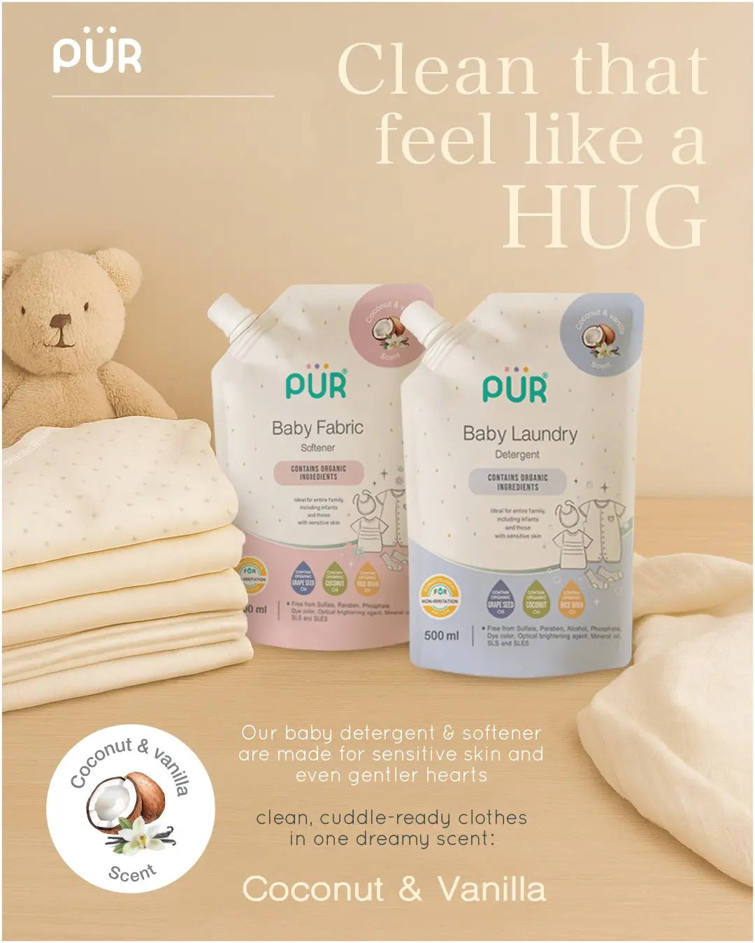 Adoucissant pour linge bébé PUR, formule extra douce, 500 ml - Image 5