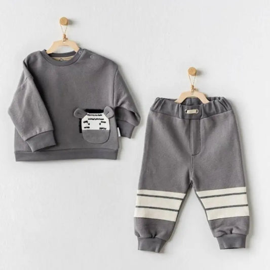 Andywawa AC24154 Ensemble bébé 2 pièces Petit Zèbre Gris - Image 1