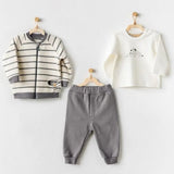 Andywawa AC24160 Ensemble bébé 3 pièces Petit Zèbre Écru Gris - Image 1