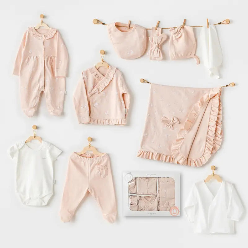 Andywawa Coffret nouveau-né  10 pièces de sortie d'hôpital pour Fille - motif lapins mignons  rose - Image 1
