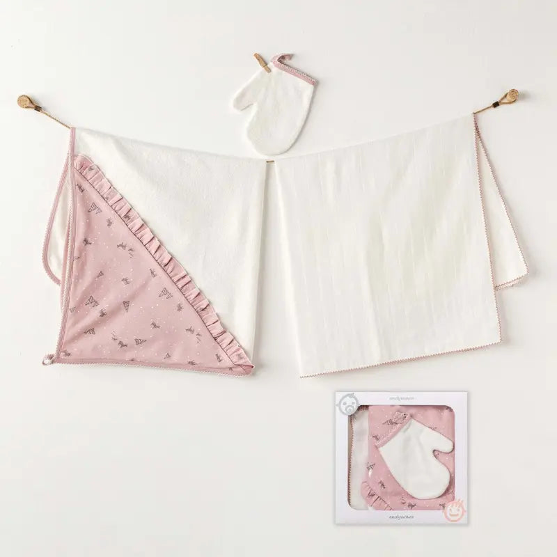 Andywawa Ensemble de serviettes pour bébé fille 3 pièces Rose - Image 2
