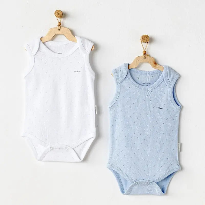 Andywawa Lot 2 Body Sans Manches 100% Coton Blue - Image 1