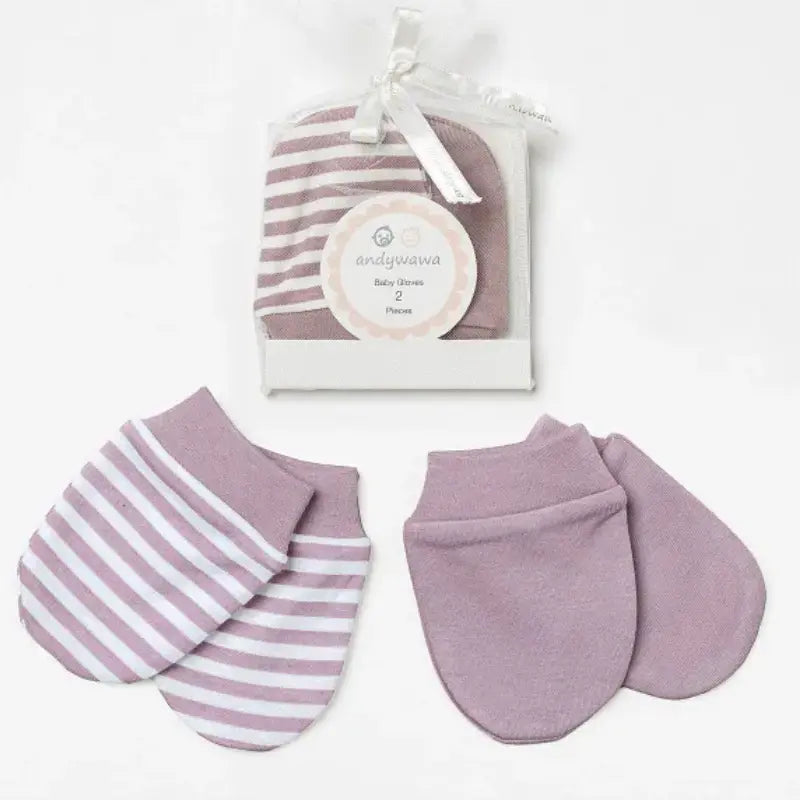 Andywawa Lot de 2 gants basiques pour bébé Mauve - Image 1