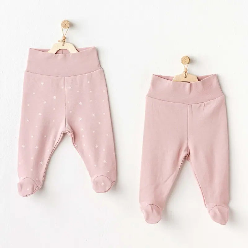 Andywawa Pantalon à pieds pour bébé fille - ROSE - 3-6 MOIS - Image 1
