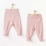 Andywawa Pantalon à pieds pour bébé fille - ROSE - 3-6 MOIS - Image 1