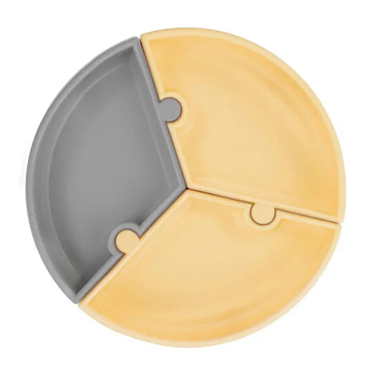 Assiette Puzzle MINIKOIOI avec Ventouse en Silicone – Jaune - Image 1