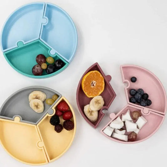 Assiette Puzzle MINIKOIOI avec Ventouse en Silicone – Jaune - Image 3