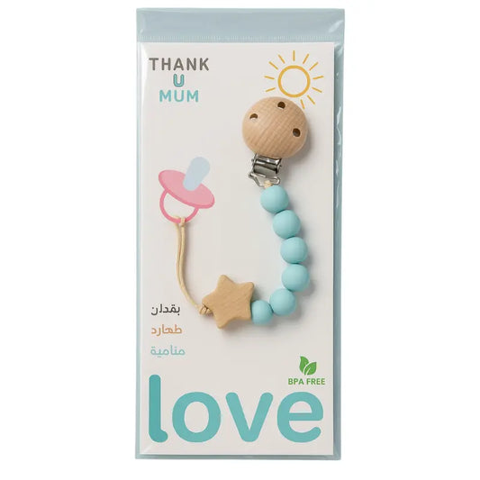 Attache-tétine en bois et silicone – Thank U MOM - Image 1