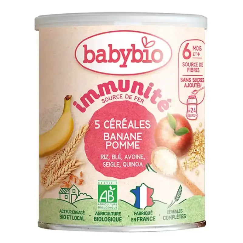 Babybio 5 Céréales Banane Pomme +6m Bio 220g - Image 1