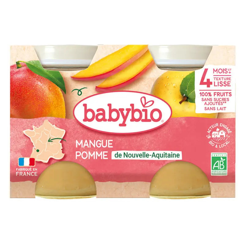 Babybio Mangue Pomme de Nouvelle-Aquitaine Petits pots 2x130g - Image 1