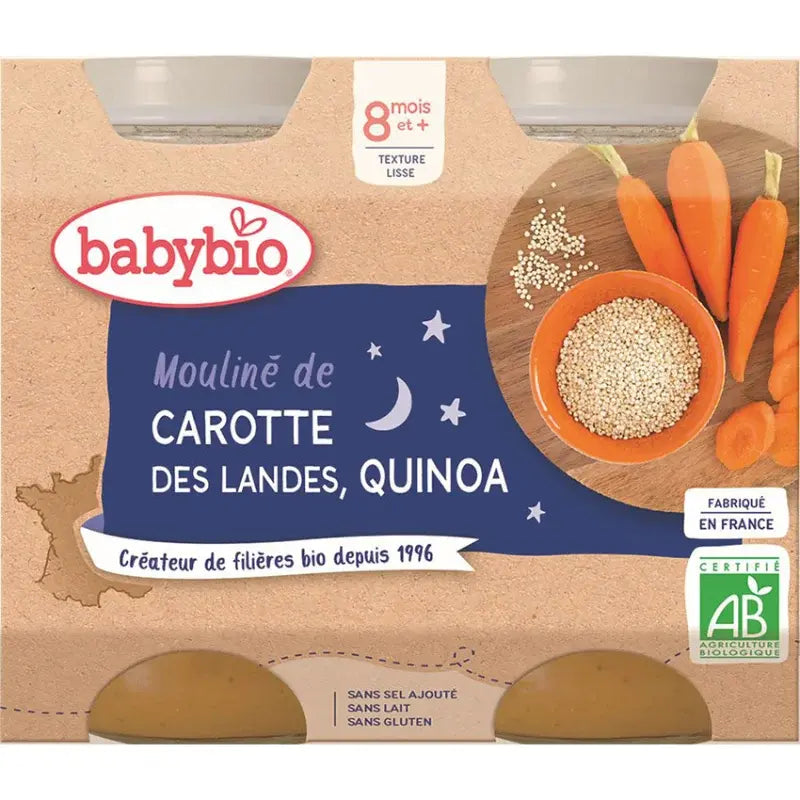 Babybio Petits Pots de Carotte et Quinoa 2x200g - Image 1