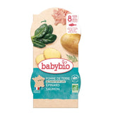 Babybio Repas Midi Bol Pomme de Terre Epinard Saumon +8m Bio 2 x 200g - Image 1