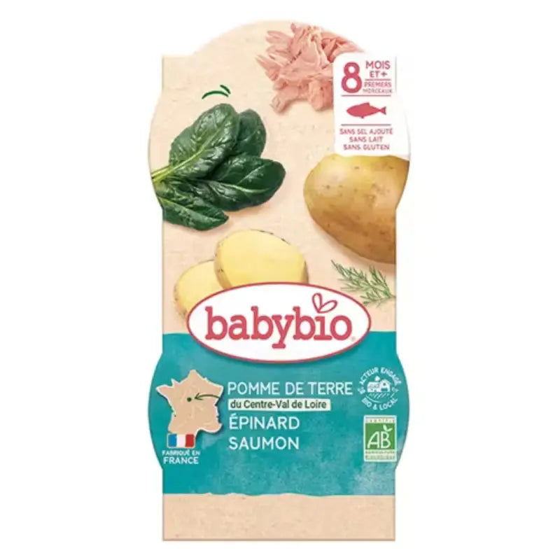 Babybio Repas Midi Bol Pomme de Terre Epinard Saumon +8m Bio 2 x 200g - Image 2