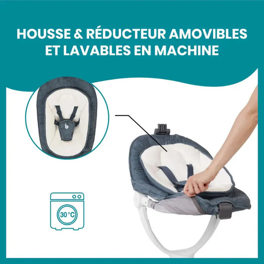 Babymoov Swoon Motion Balancelle Bébé Electrique 360° – Blue Petal - Image 3