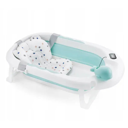 Baignoire Bébé Pliable avec Coussin Ergonomique Antidérapant - Blue - Image 1