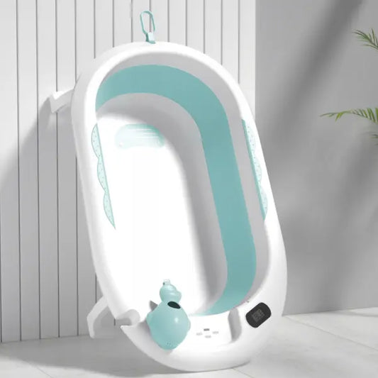 Baignoire Bébé Pliable avec Coussin Ergonomique Antidérapant - Blue - Image 3