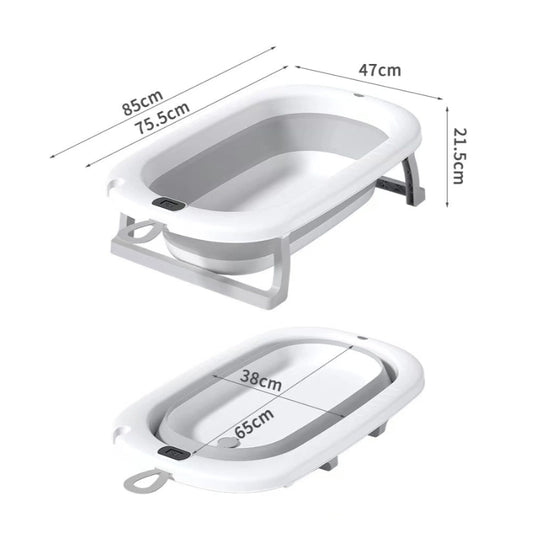 Baignoire Bébé Pliable avec Seau et Gobelet  3 en 1 Gris - Image 3