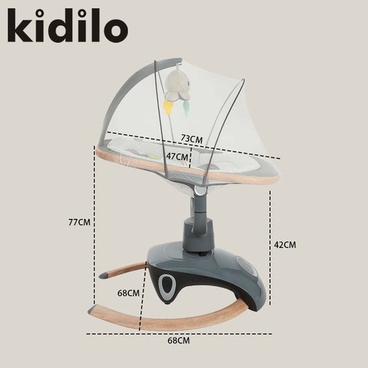 Balancelle Électrique Bébé Kidilo – Design Moderne - Biege - Image 3