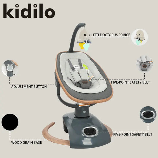Balancelle Électrique Bébé Kidilo – Design Moderne - Gris - Image 3