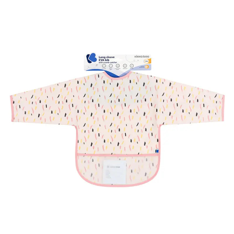 Bavoir manches longues EVA avec ramasse-miettes Arty Pink Pattern - Image 1