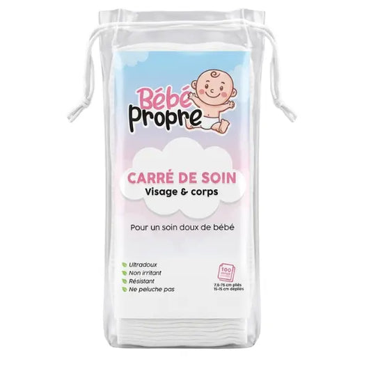 Bébé Propre - Carrés de Soin pour Bébé (Pack de 100 unités) – Visage et Corps – Ultra doux - Image 1