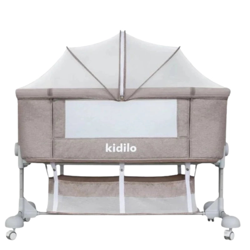 Berceau Bébé Multifonction Kidilo – Moustiquaire et Roulettes – Beige - Image 1