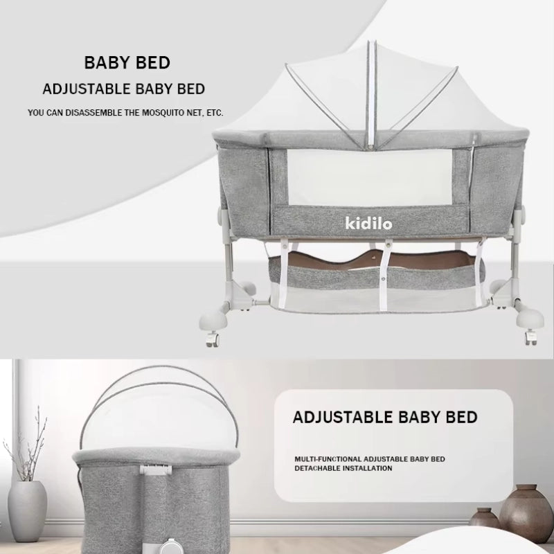 Berceau Bébé Multifonction Kidilo – Moustiquaire et Roulettes – Beige - Image 6