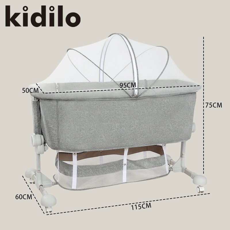 Berceau Bébé Multifonction Kidilo – Moustiquaire et Roulettes – Beige - Image 7