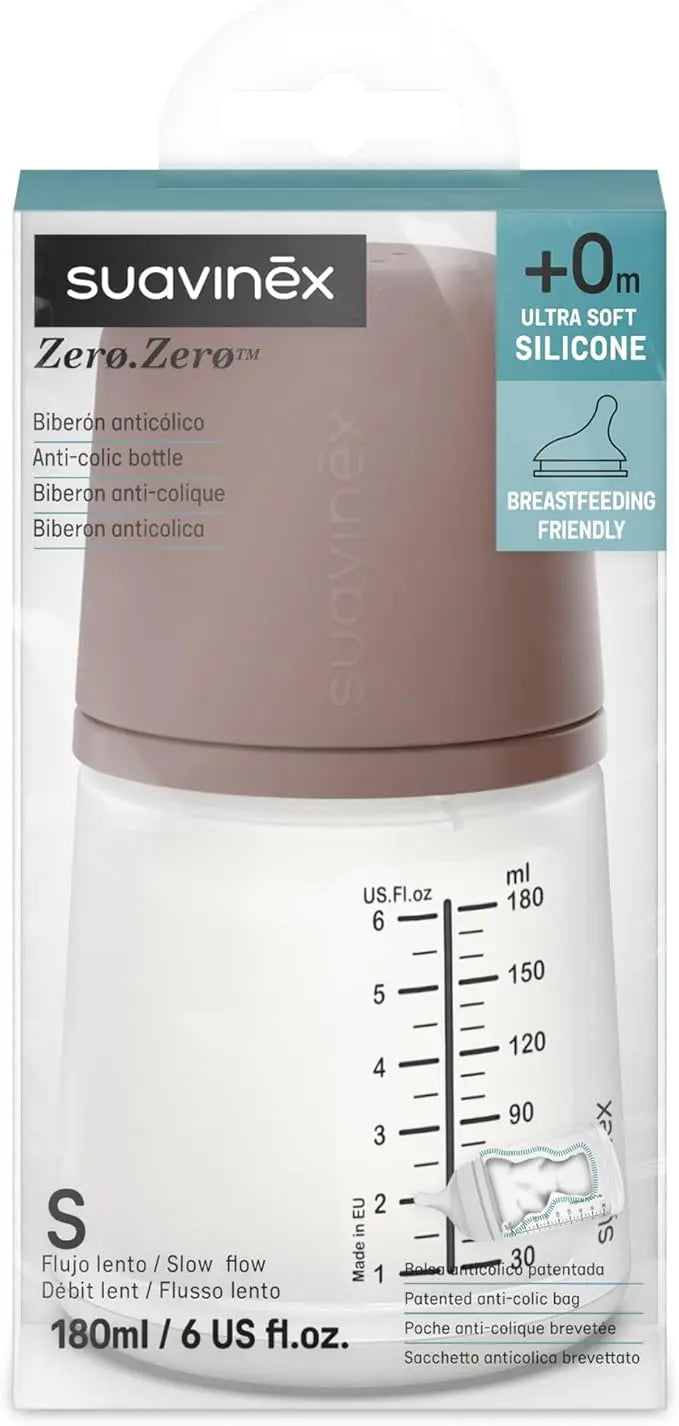 Biberon Anti-Colique Suavinex Zero.Zero 180 ml Deep avec Tétine Débit Lent (S) - Image 2