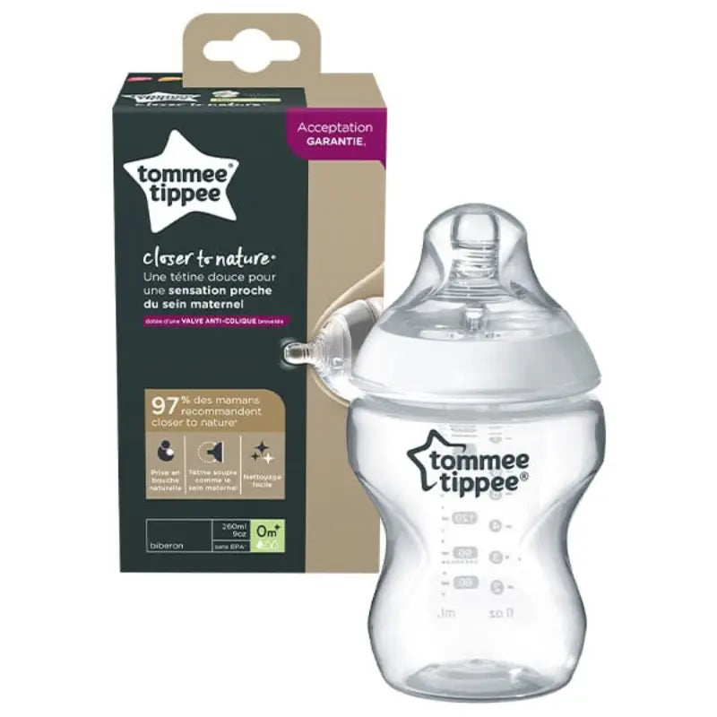 Biberon blanc TOMMEE TIPPEE CLOSER TO NATURE 0M+ 260ML - Image 1