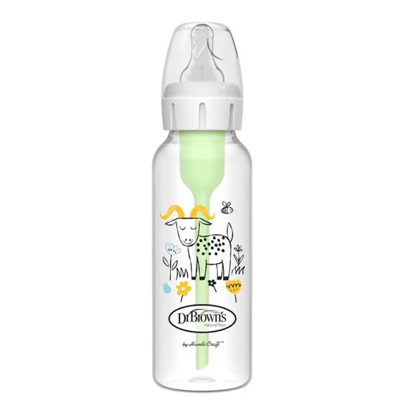 Biberon Dr. Brown’s Option+ 250 ml à col étroit – motif chèvre - Image 1