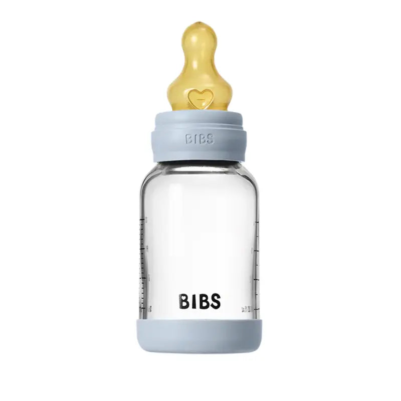 Biberon en Verre 120ml avec Tétine en Latex Débit lent – BIBS - Baby Blue - Image 2