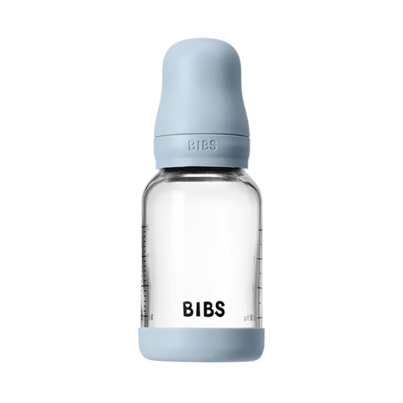 Biberon en Verre 120ml avec Tétine en Silicone Débit Lent - Baby Blue - Image 1